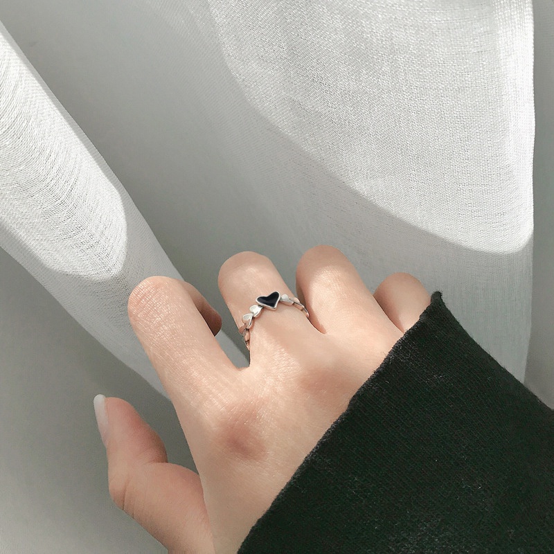 Cincin Model Terbuka Desain Sekop Hati Gaya Vintage Korea Untuk Aksesoris