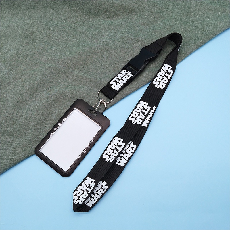 Black Lanyard Dengan Star Wars Gambar Kartu Pelindung Lengan Tali Leher untuk Ponsel ID Card Holder Gantungan Kunci Sling &amp; Aksesoris