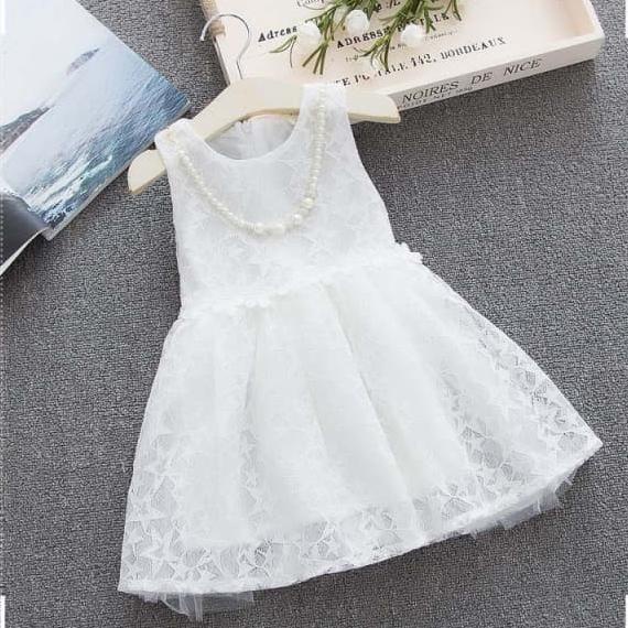 Gaun Pesta Anak Dress Anak Cewek Putih / Salem Star Brukat Import Termurah