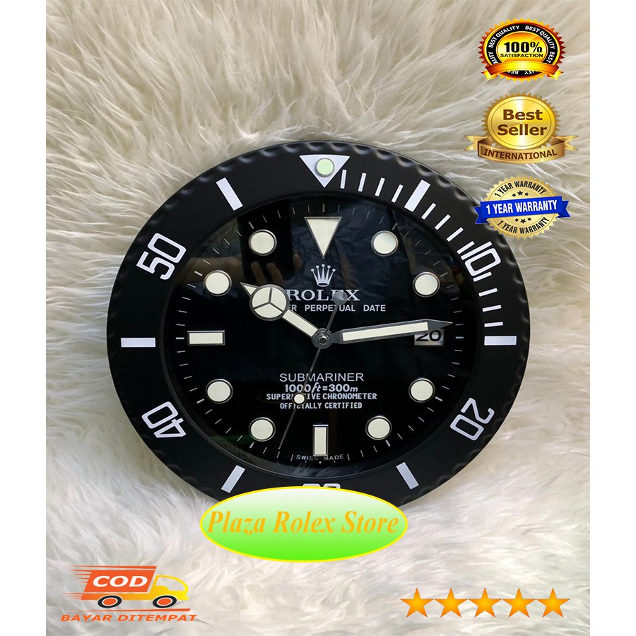 Promo Jam Dinding Rolex Submariner Full Black - Wall Clock Branded