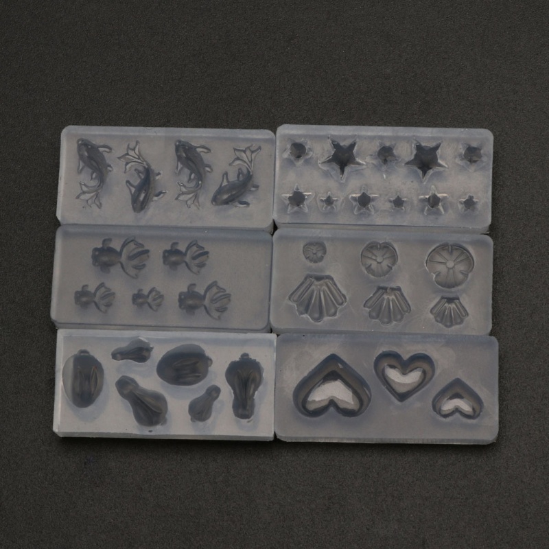 SIY  6Pc Mini Size Rabbit Star Goldfish Lotus Leaf Pendant Earrrings Water Dag DIY Resin Jewelry Mold Kit Jewelry Making Tool