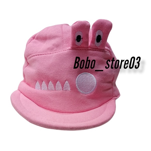 topi anak bayi laki laki perempuan lucu karakter crocodile premium-pink