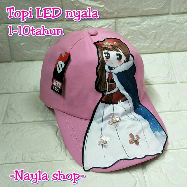 TOPI LED LOL PRINCESS / TOPI ANAK PEREMPUAN / TOPI LED ANAK / TOPI