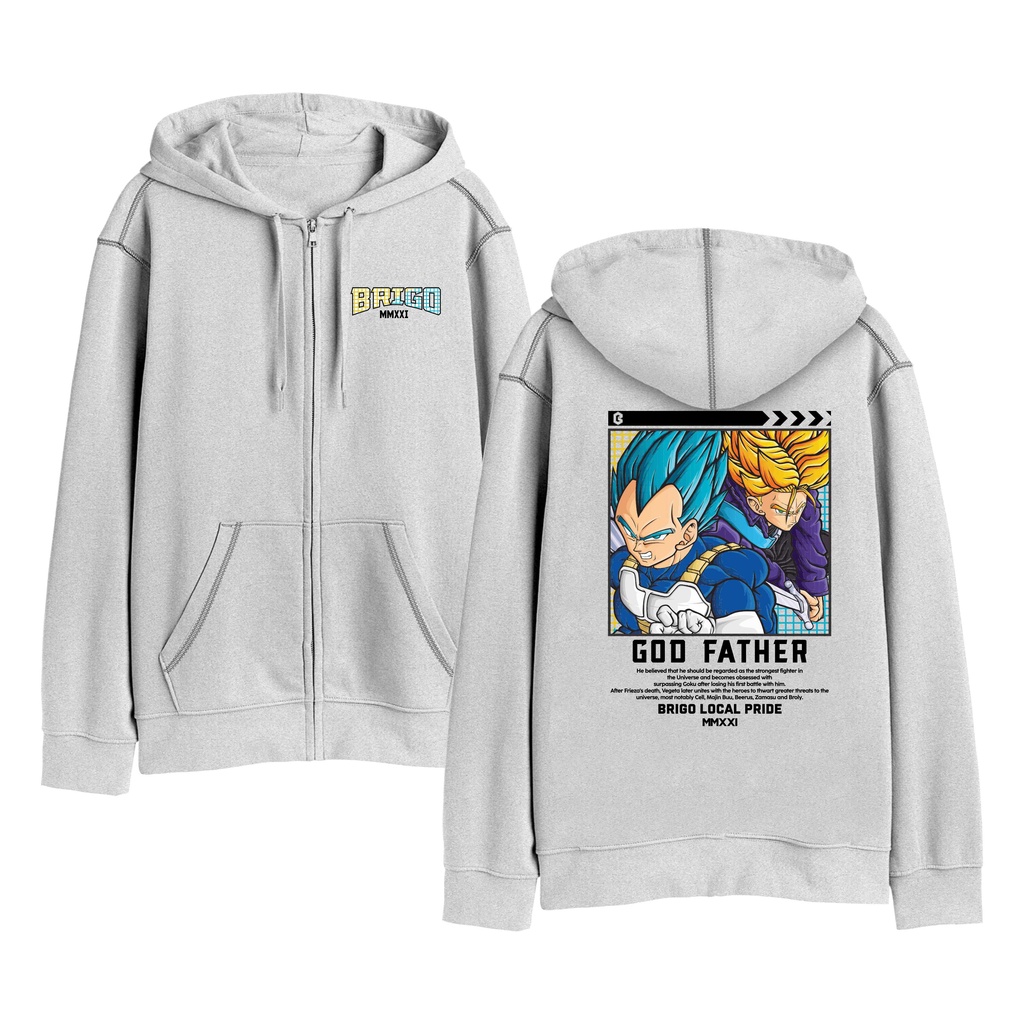 BRIGO Zipper Jumper Hoodie VEGETA II Sweater Hoodie Resleting BRIGO VEGETA Sablon DTF Fleece Cotton II SIZE M-XXL (Pria &amp; Wanita) Free stiker&amp;Gantungan Kunci