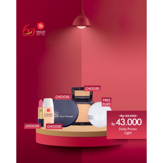Paket 1 Viva Liquid Foundation 1 Face Powder Blue 1 Compact Powder Blue 1 Lipstick Free Puff