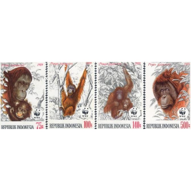 

Perangko Indonesia I-368. 1989. Seri Wwf Orang Utan.