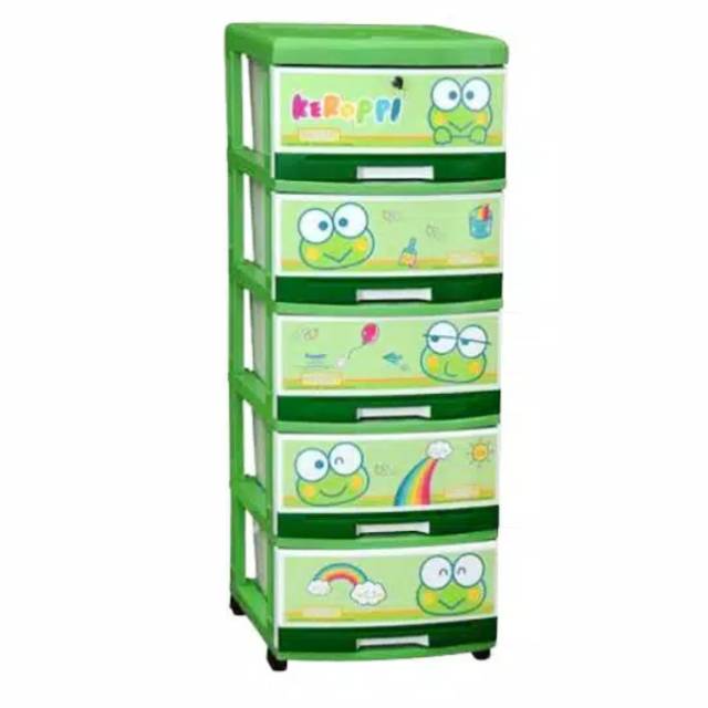 Lemari laci plastik murah susun 5 SFC2-5000 KREC napolly keroppi nacase
