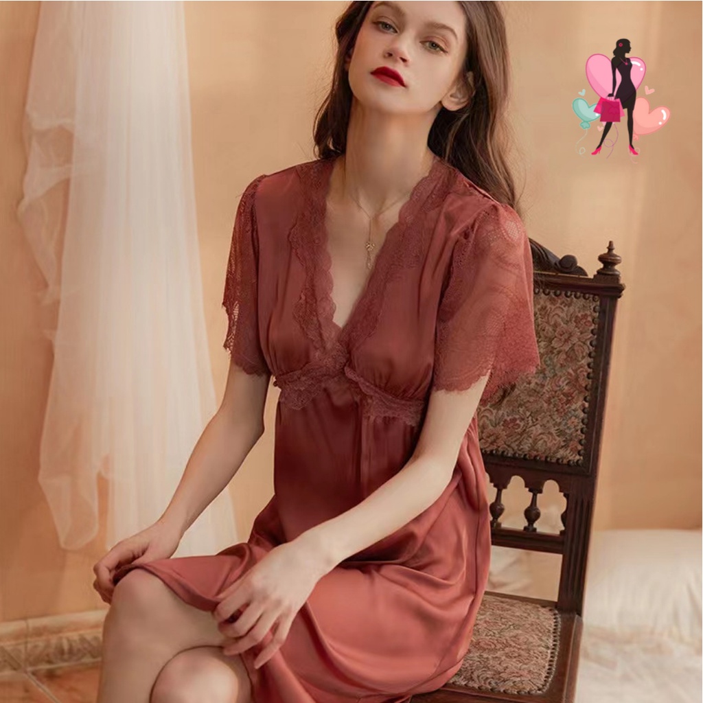 Dress Satin Daster Sexy Night Dress Sleepwear 61180180