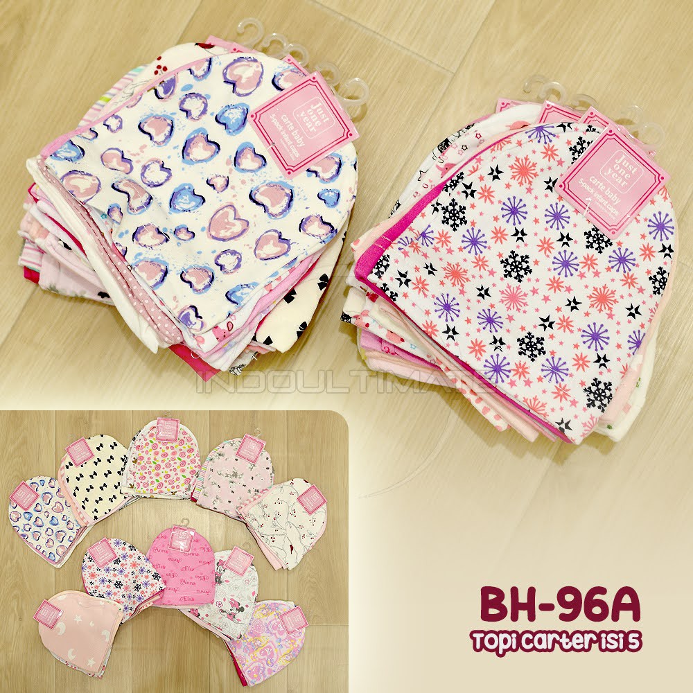 Diskon 7.7 5in1 Topi Bayi Topi Kupluk Bayi 100% COTTON BH-96A Topi Anak isi 5 Pcs Baby Hat New Born Pelindung K