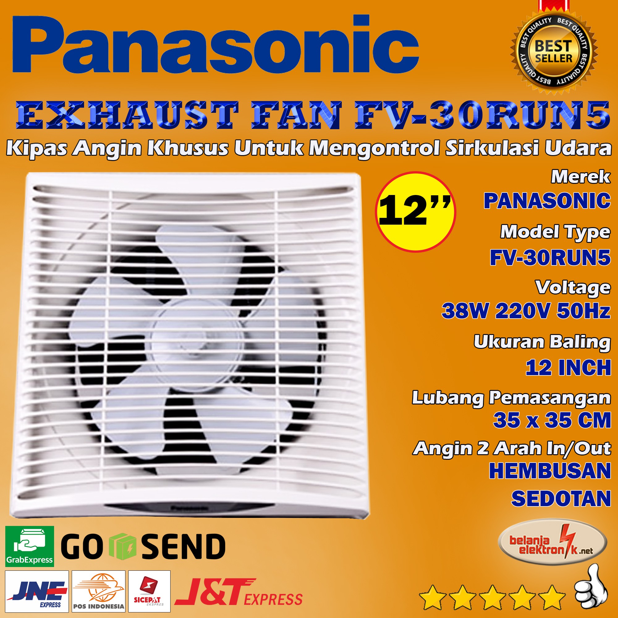 Exhaust Fan Panasonic Fv 30run5 12 Inch Dinding Shopee Indonesia