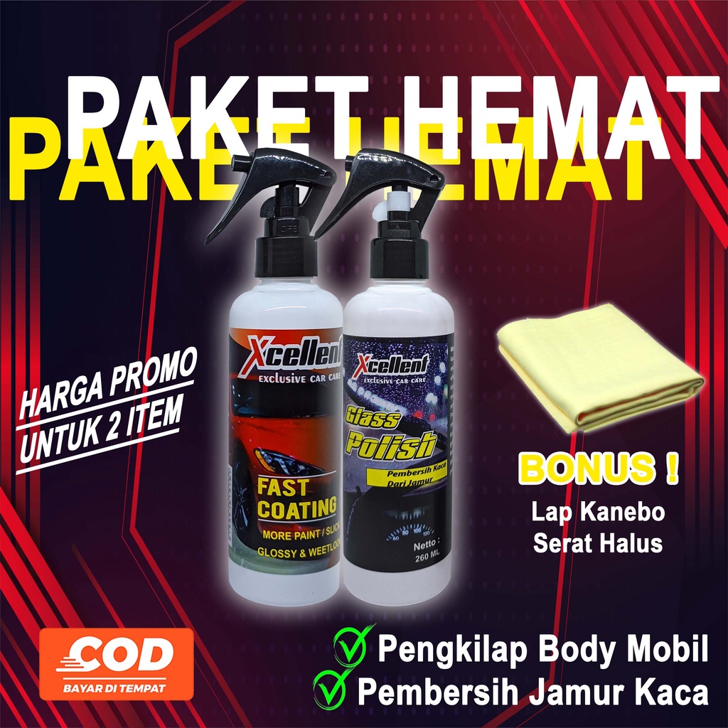 PAKET HEMAT Pembersih interior mobil dan pembersih kaca mobil XCELLENT