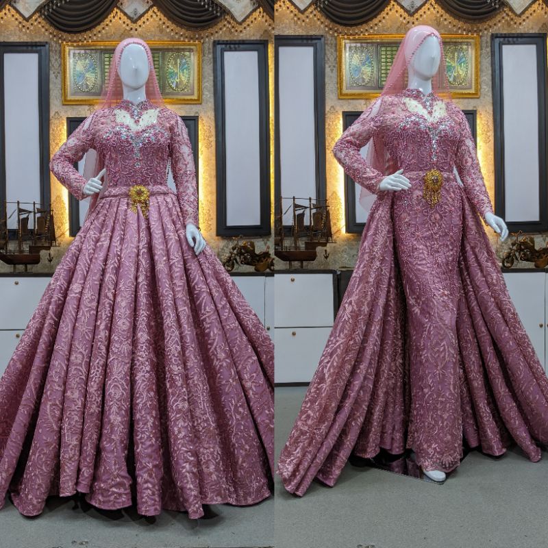 GAUN PENGANTIN SLIM MEWAH PREMIUM BEREKOR//GAUN WEDDING DUYUNG TREND MASA KINI//GAUN PENGANTIN