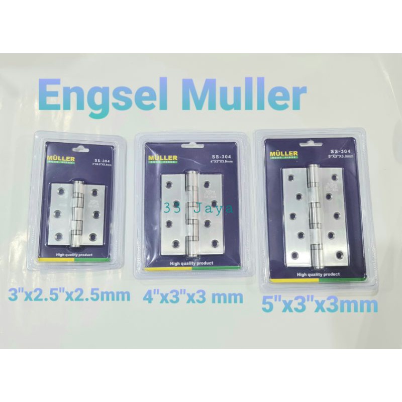 Engsel Pintu Muller (uk. 3", 4", 5") SUS 304 Stainless Steel Per Pasang ASLI