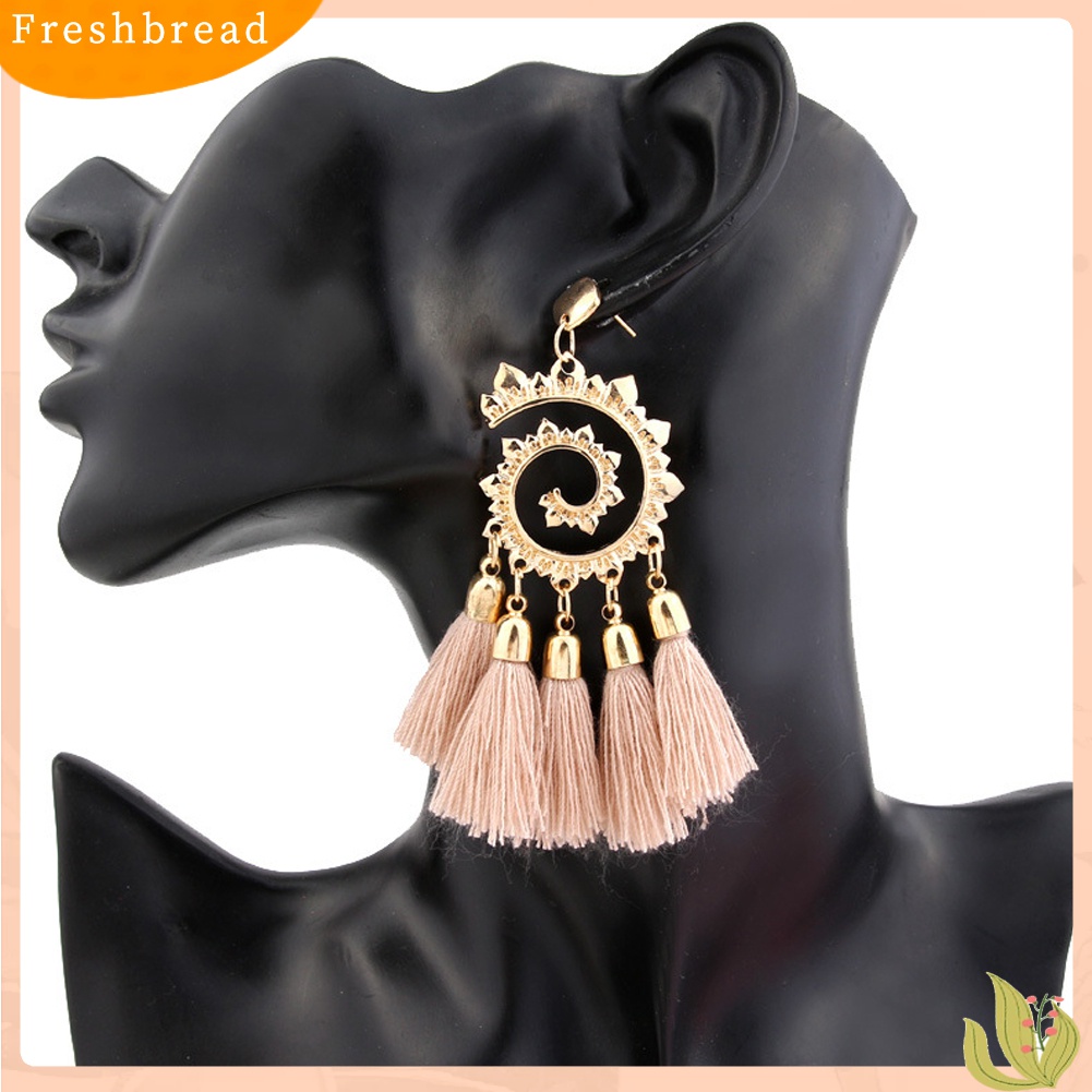 [TERLARIS]Bohemian Women Spiral Pendant Thread Tassel Dangle Drop Earrings Jewelry Gift