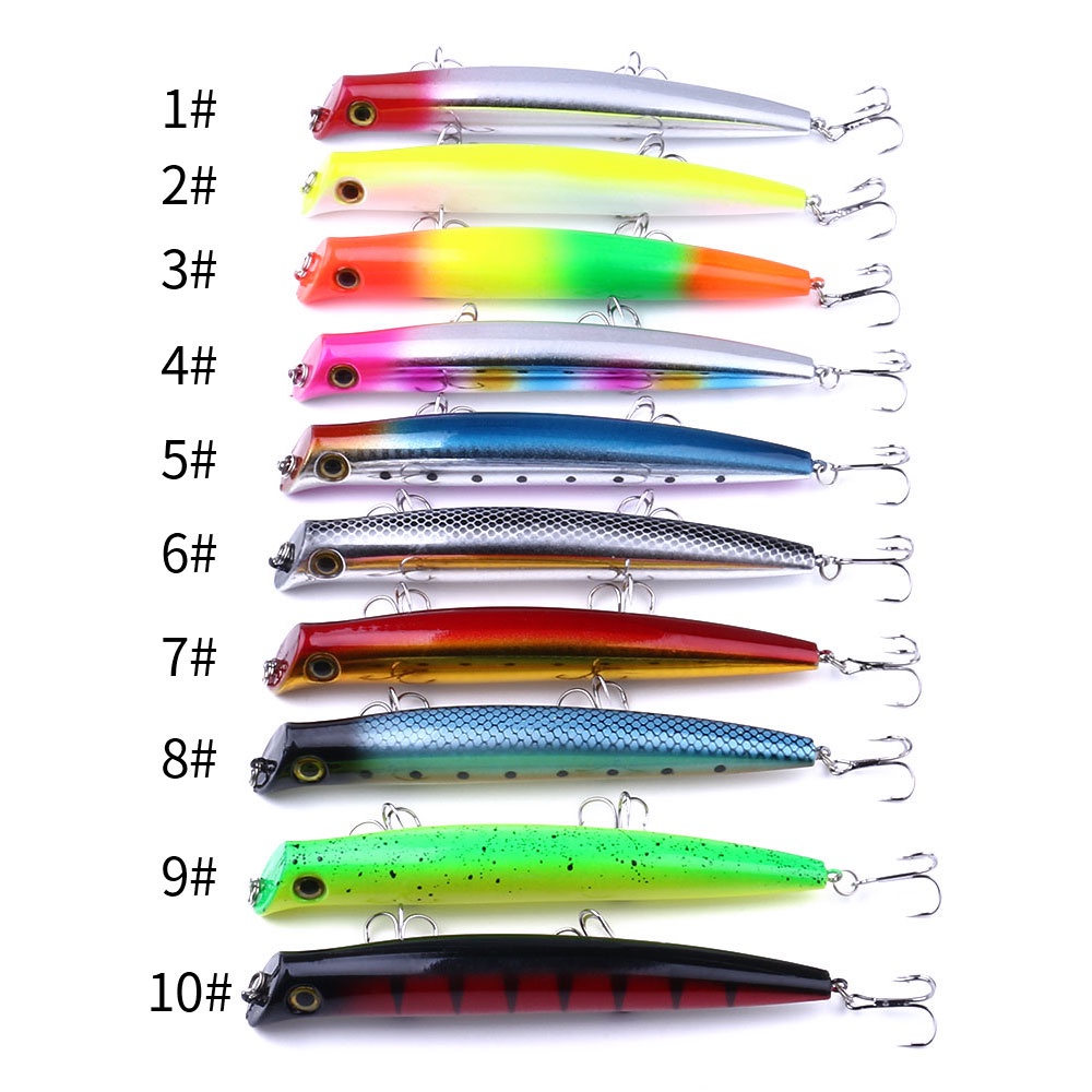 HENGJIA 10PCS/Lot Umpan Pnacing 12cm 17g Popper Fishing Lures Tackle Fake Fish Bait Topwater Artificial Bait Laser Lure Ikan