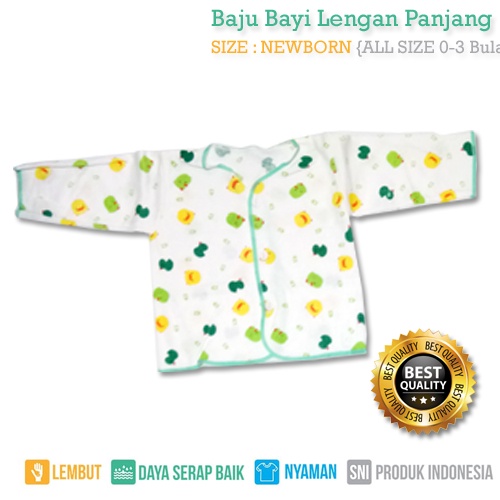 3Pcs Baju Bayi Salur Lengan Panjang Baju Bayi Atasan SHANKUSEN NewBorn (0-6 Bulan)-Super Lembut Model Kancing-Vegasus Store (COD)