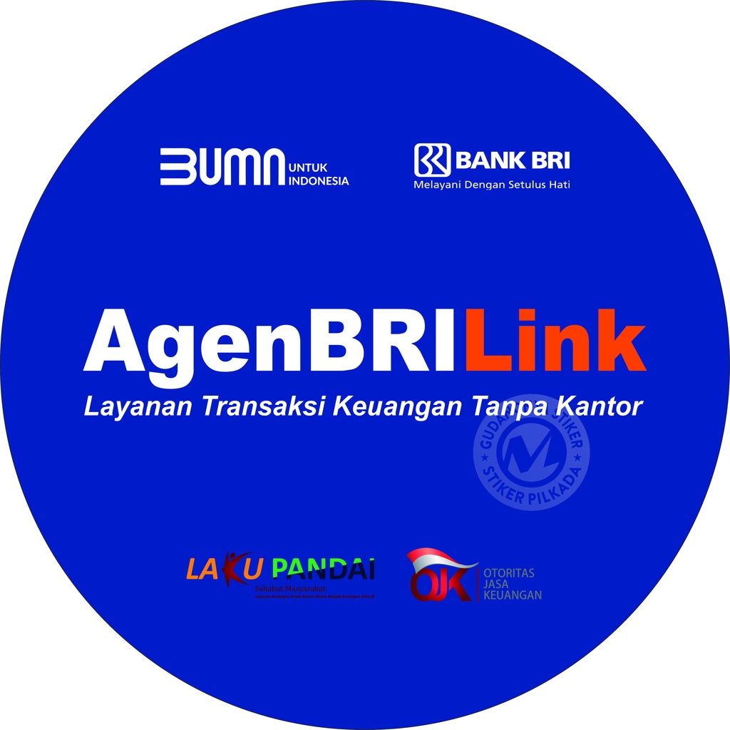 STIKER VINYL BRILINK TEMPELAN KURSI / KACA BANK KECIL BULAT