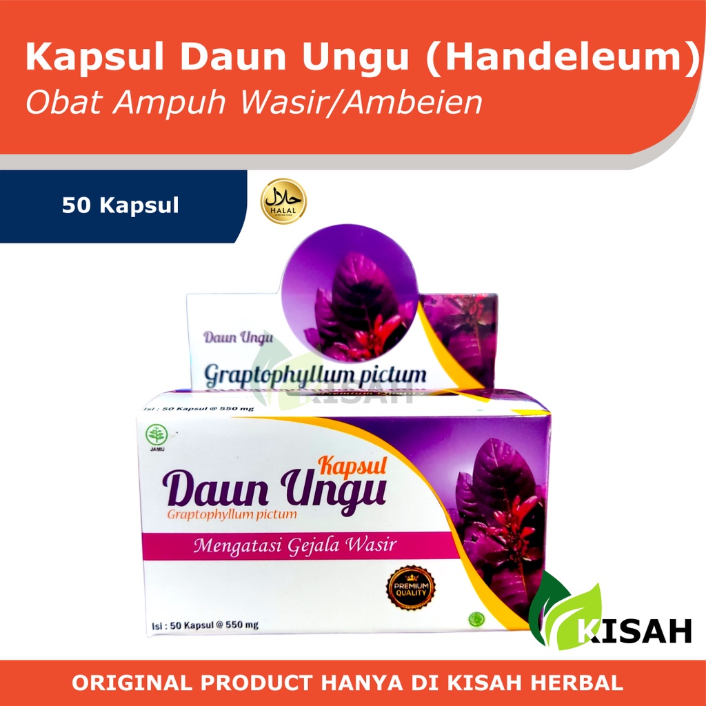 Kapsul Daun Ungu 50 Kapsul | Obat Wasir/Ambeien Reaksi Cepat (Daun Handeleum)