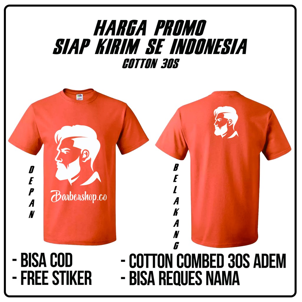 PROMO KAOS DISTRO BARBERSHOP KEREN MURAH BAHAN COTTON COMBED 30S ADEM GROSIR ECER