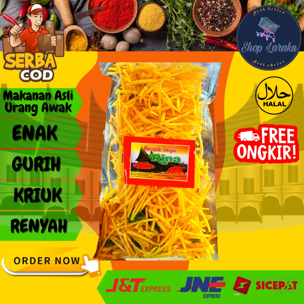 

Sanjai Lidi Kuning Keripik Ubi Singkong Asli Payakumbuh Makanan Khas Minang Padang Enak Renyah Gurih