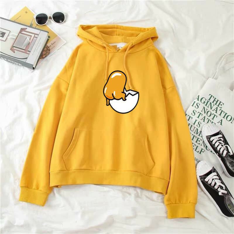 S - XXXXXXL(6XL) Hoodie GUDETAMA EGG BUTT JUMBO BIG SIZE Jaket Sweater CUTE Cartoon Sweatshirts OVERSIZE Pilih Motif Yellow Black zzz Sleep Egg M L XXL XXXL 4XL 5XL Kuning Hitam Navy Custom