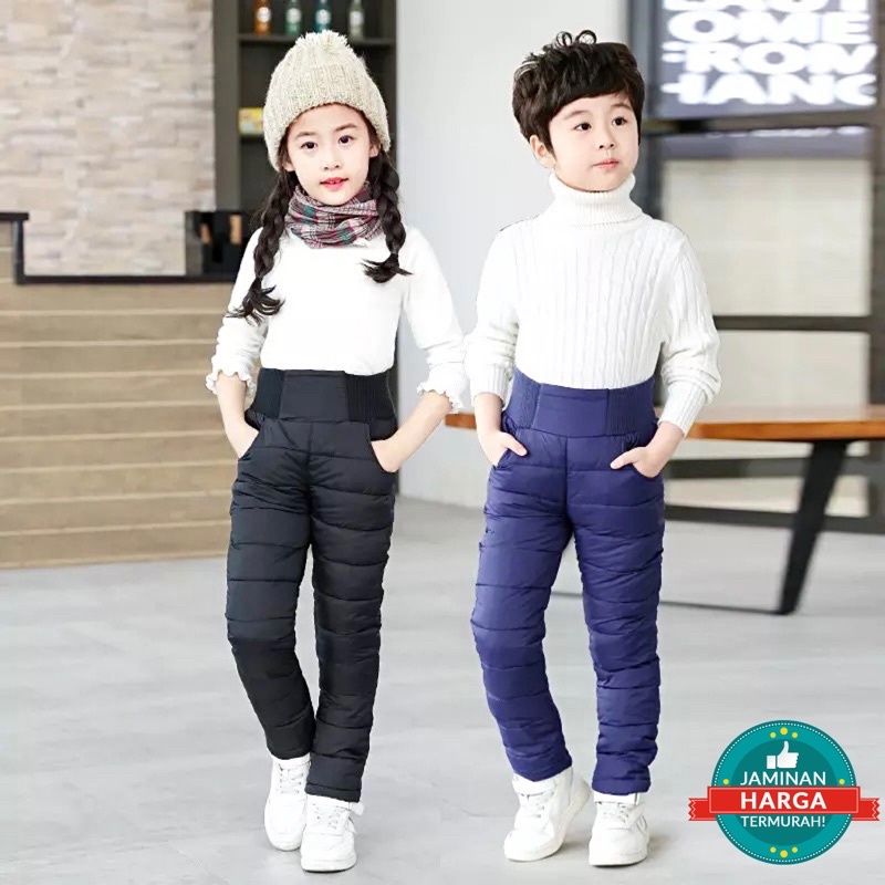 Celana winter waterproof anak cewek cowok padding legging pant children kids musim dingin anti air