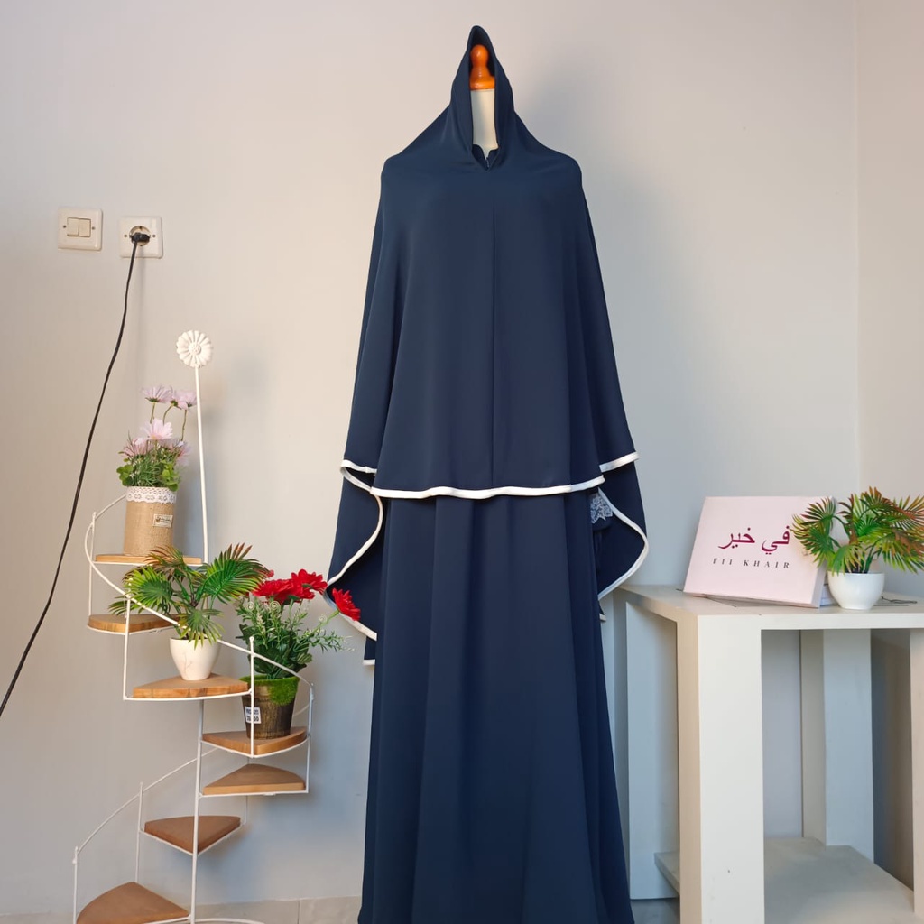 Set Khimar dan Abaya Basic - Mina Dark Teal