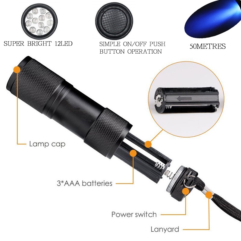 [ 21LED Invisible Handy Purple Powerful Flashlight  For Outdoor Camping Hiking Camping Accessories ]