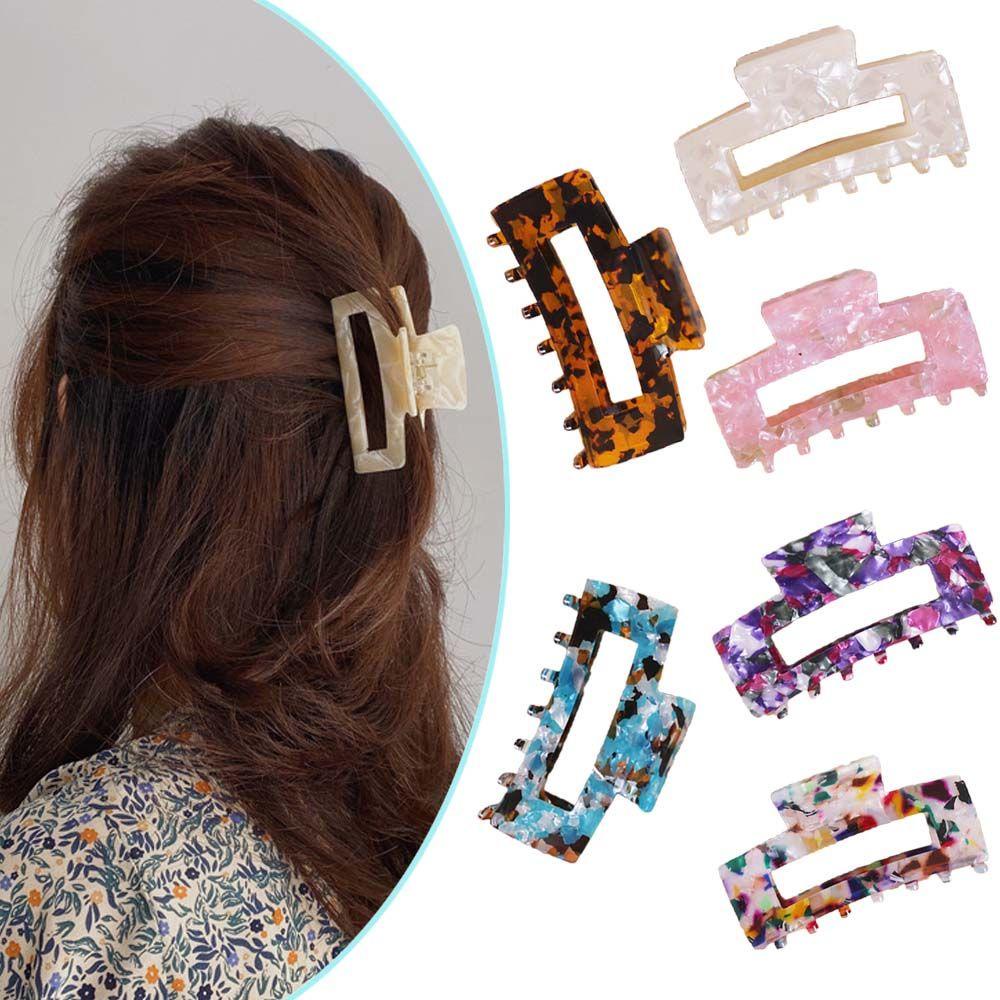 Agustina Hair Claw Elegan Motif Tinta Ukuran Besar Asetat Wanita Gadis Ponytail Crab