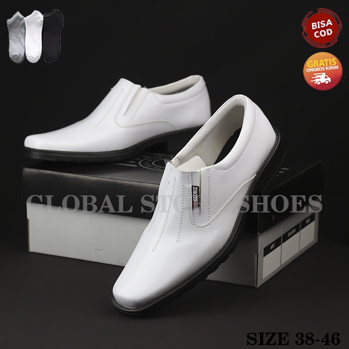 Sepatu Pantofel Putih Pria Perawat Dokter RS Sepatu Kerja Pria Dinas Kantor Harian