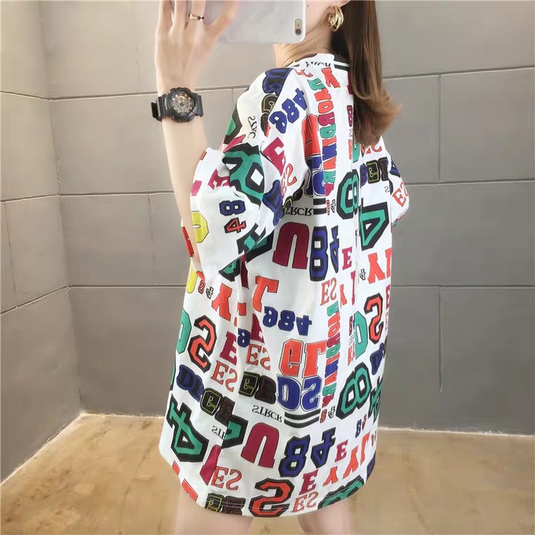 Oversize Tee Tshirt Wanita Model Longgar Motif Angka