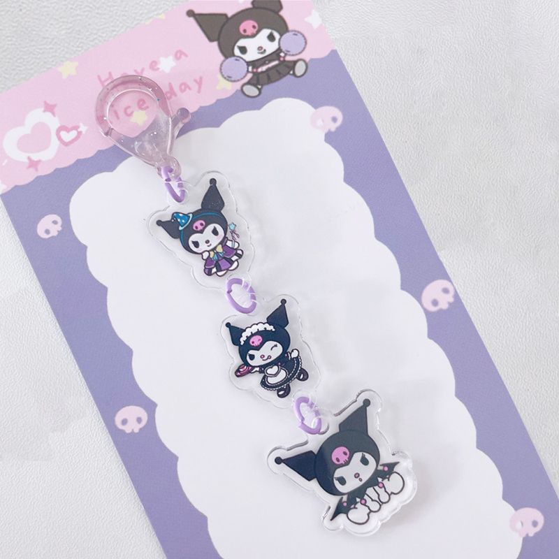 Sanrio Cute Cartoon Acrylic Keychain Kuromi Melody Keyring Bag Pendant Girl Gift