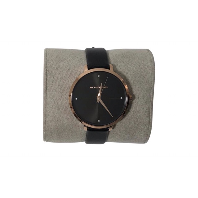 Jam tangan Michael Kors Black Women's Charley Leather Black/Rose Gold Watch MK2781