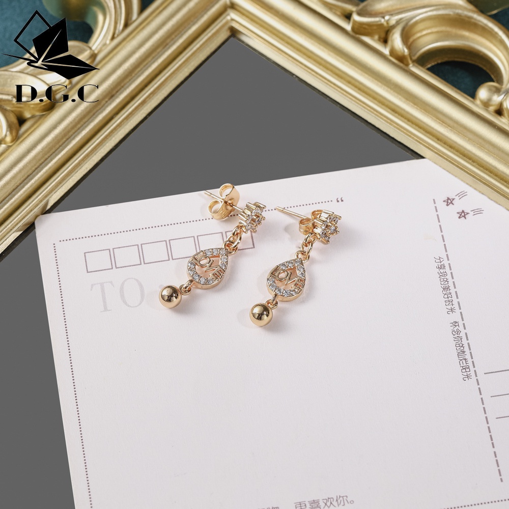 ✨Moya0158❤Anting Titanium Wanita Mewah Rose Gold Aksesoris Fashion Anting Juntai Korea Earrings Premium Perhiasan Emas D308