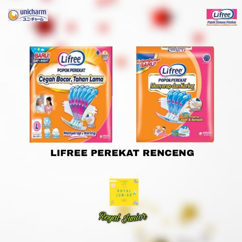 (PEREKAT) Lifree Popok Dewasa Lansia Ibu Melahirkan Rencengan Satuan Cegah Bocor Tahan Lama Ukuran M/L/Xl