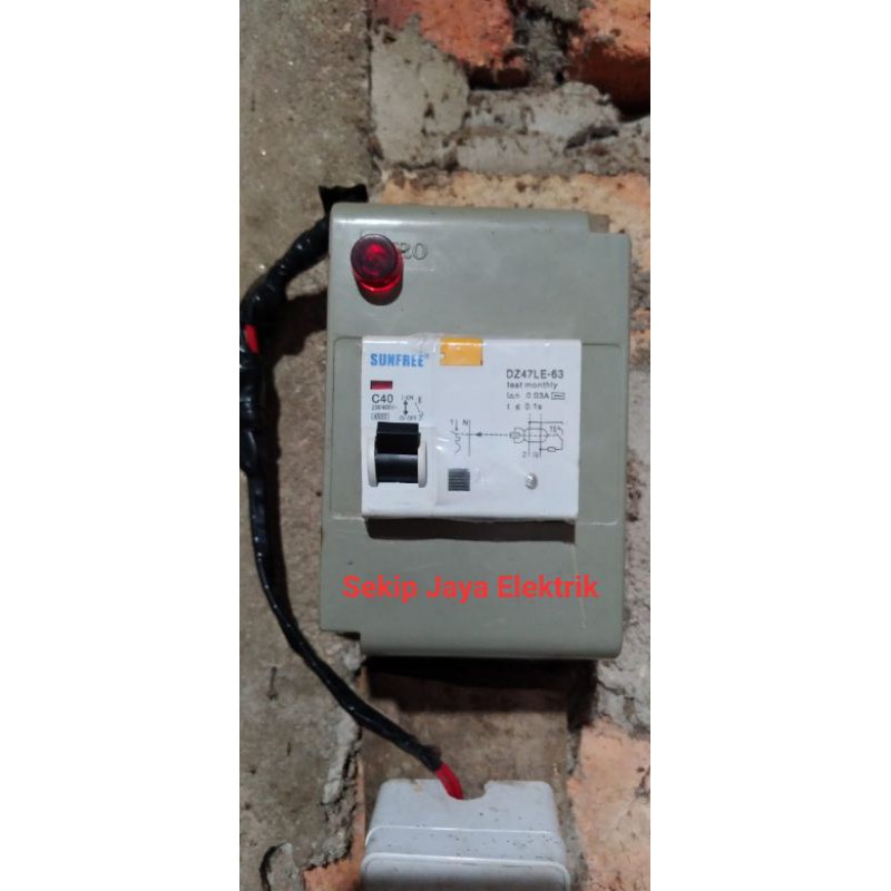 Paket Anti Kontak ELCB 40 A Sunfree Feb40 Include Box Mcb dan Led Indikator tinggal pasang / Anti Ko