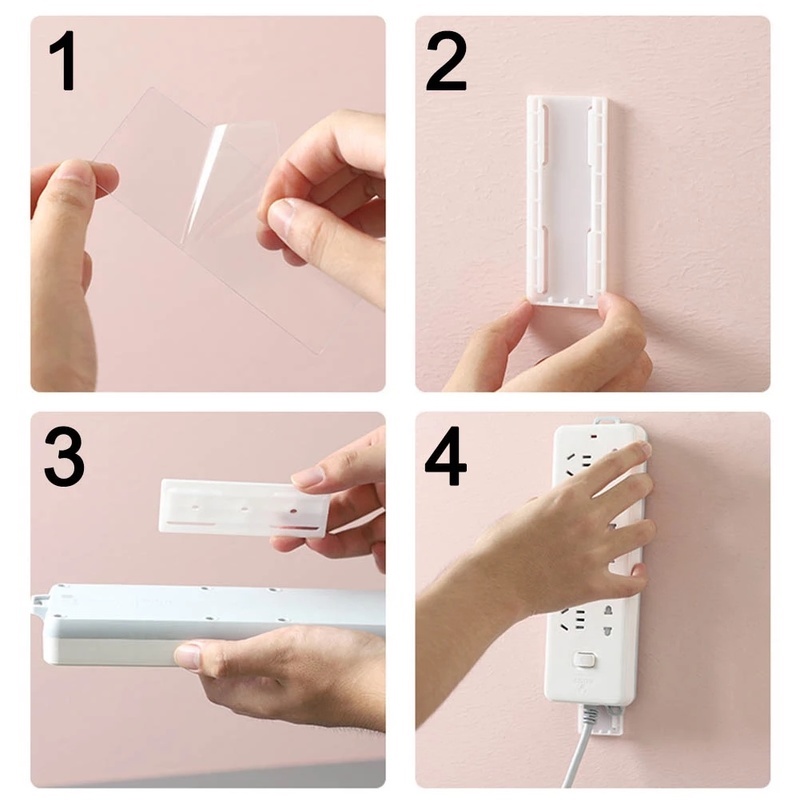 Holder Power Strip Soket Dinding Dengan Perekat Untuk Rumah / Kantor