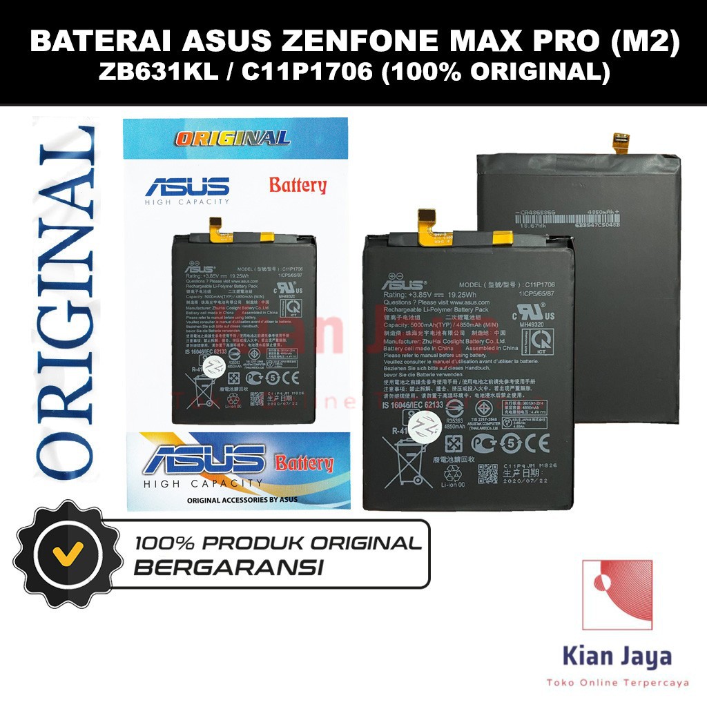 Baterai Original Asus Zenfone Max Pro M2 / ZB631KL Batre Ori 100%