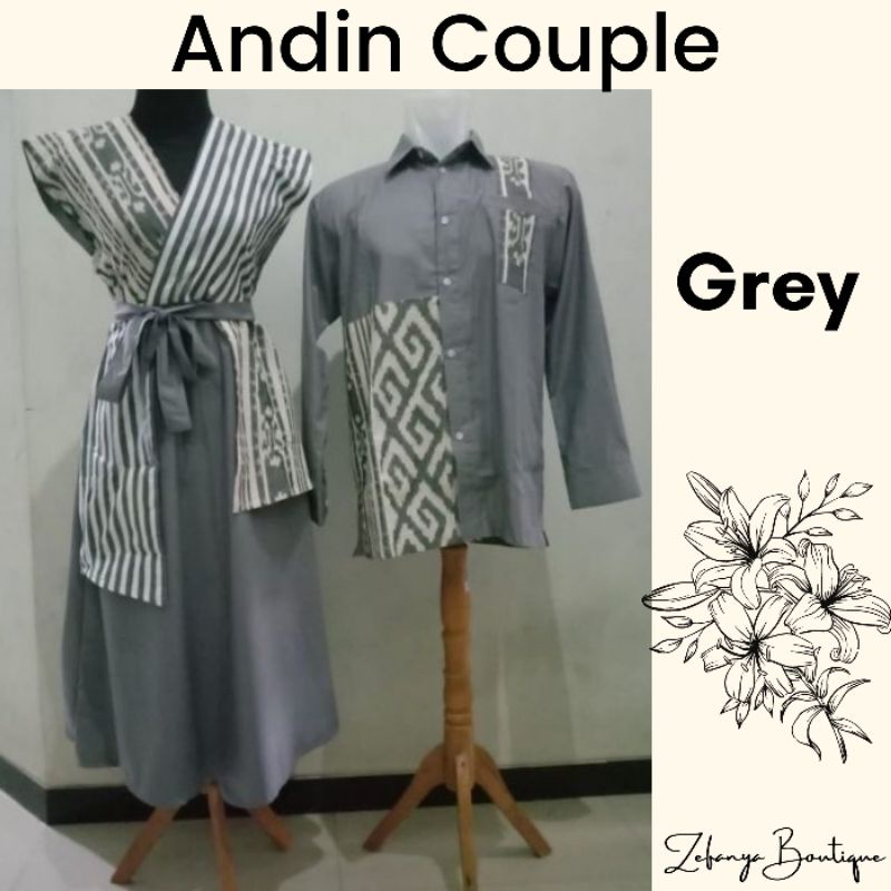 ANDIN COUPLE GREY - SETELAN TENUN COUPLE ANDIN - SETELAN BAJU TENUN - SETELAN BAJU PREWEDDING - SETE