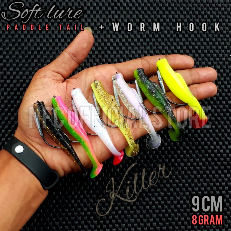 Soft lure ZMAN (replika) Plus Wormhook 9cm 8gram SIAP PAKAI Umpan Gabus haruan &amp; Toman KILLER