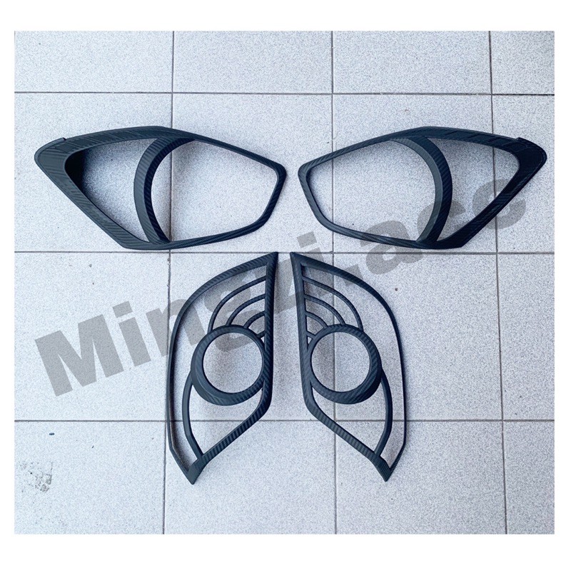 [LARIS] AGYA / AYLA 2014 2015 2016 GARNISH LAMPU DEPAN BELAKANG HITAM CARBON DOP COVER MOBIL
