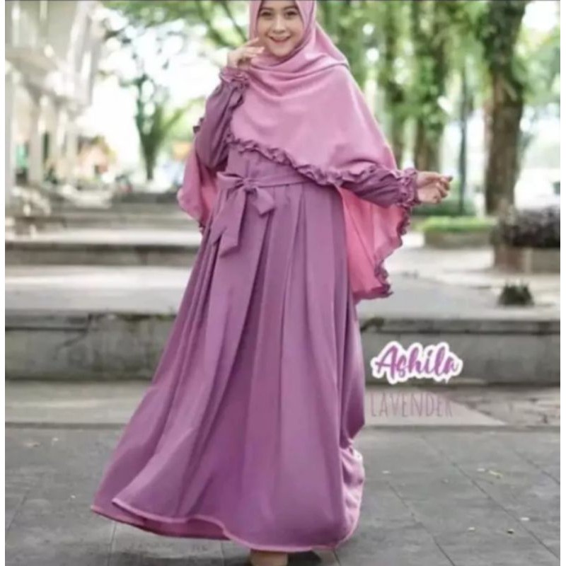 Termurah SATU SET PLUS HIJAB Ns FC Najibah Gamis Syar'i asdf Putih Benhur Abu Toska Navy Maroon
