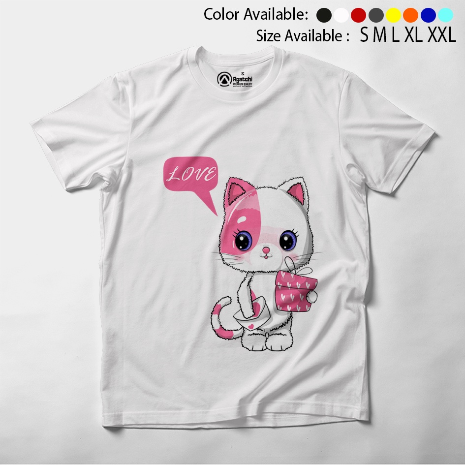 Kaos Atasan Anak Perempuan / Baju Anak Distro Cat Love Kucing Lucu