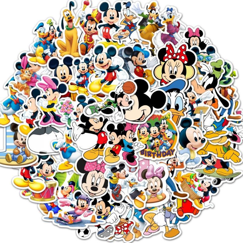 10pcs Stiker Kartun Mickey Mouse Anti Air Untuk Dekorasi Skateboard Sepeda Koper Dan Komputer
