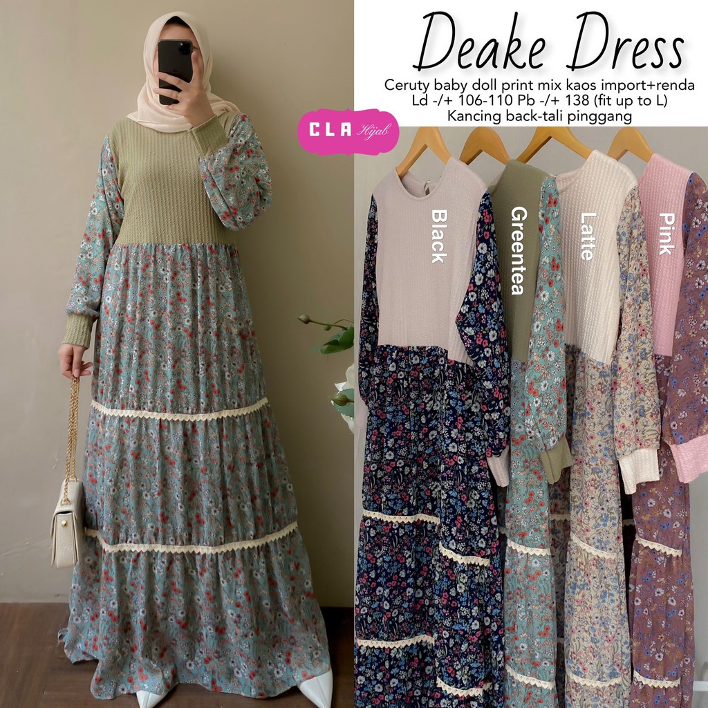 Deake dress Ld +-106cm-110cm bahan Ceruty baby doll