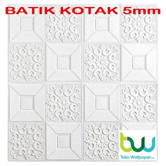 Wallpaper Dinding 3D Foam 70 x 70 cm Motif Batik Stiker-Batik Kotak 5mm