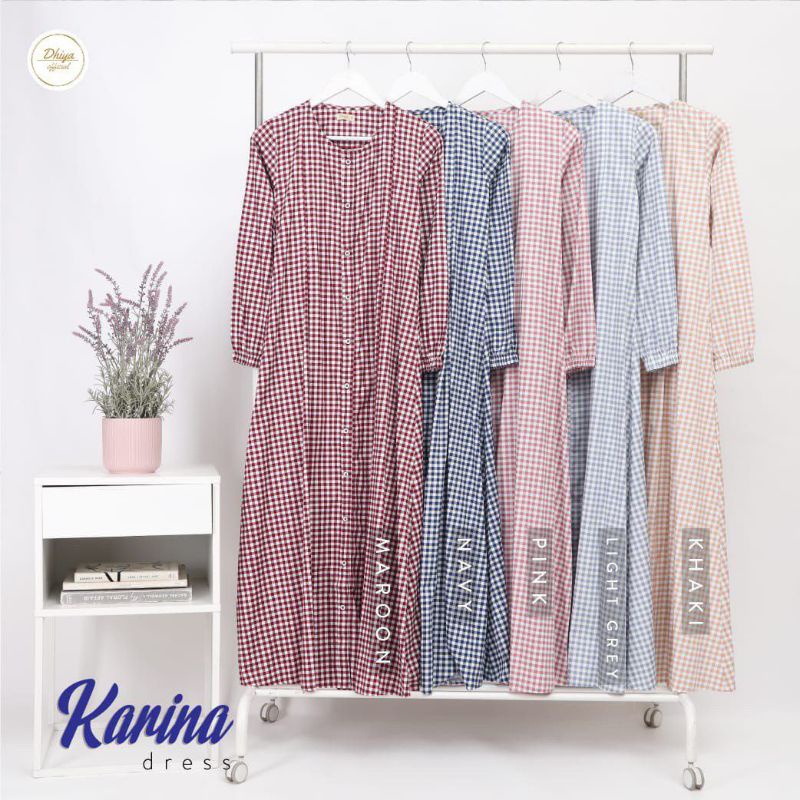 KARINA DRESS BY DHIYA OFFICIAL (siap kirim) DRESS GAMIS KATUN JEPANG PREMIUM NYAMAN MURAH