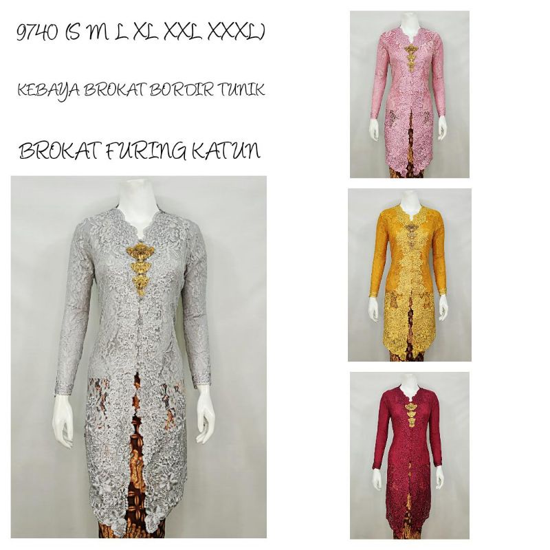 DF65RR Indah ABAYA KEBAYA BROKAT BORDIR ENCIM TUNIK MODERN LENGAN PANJANG BORDIR SENADA Furing Katun