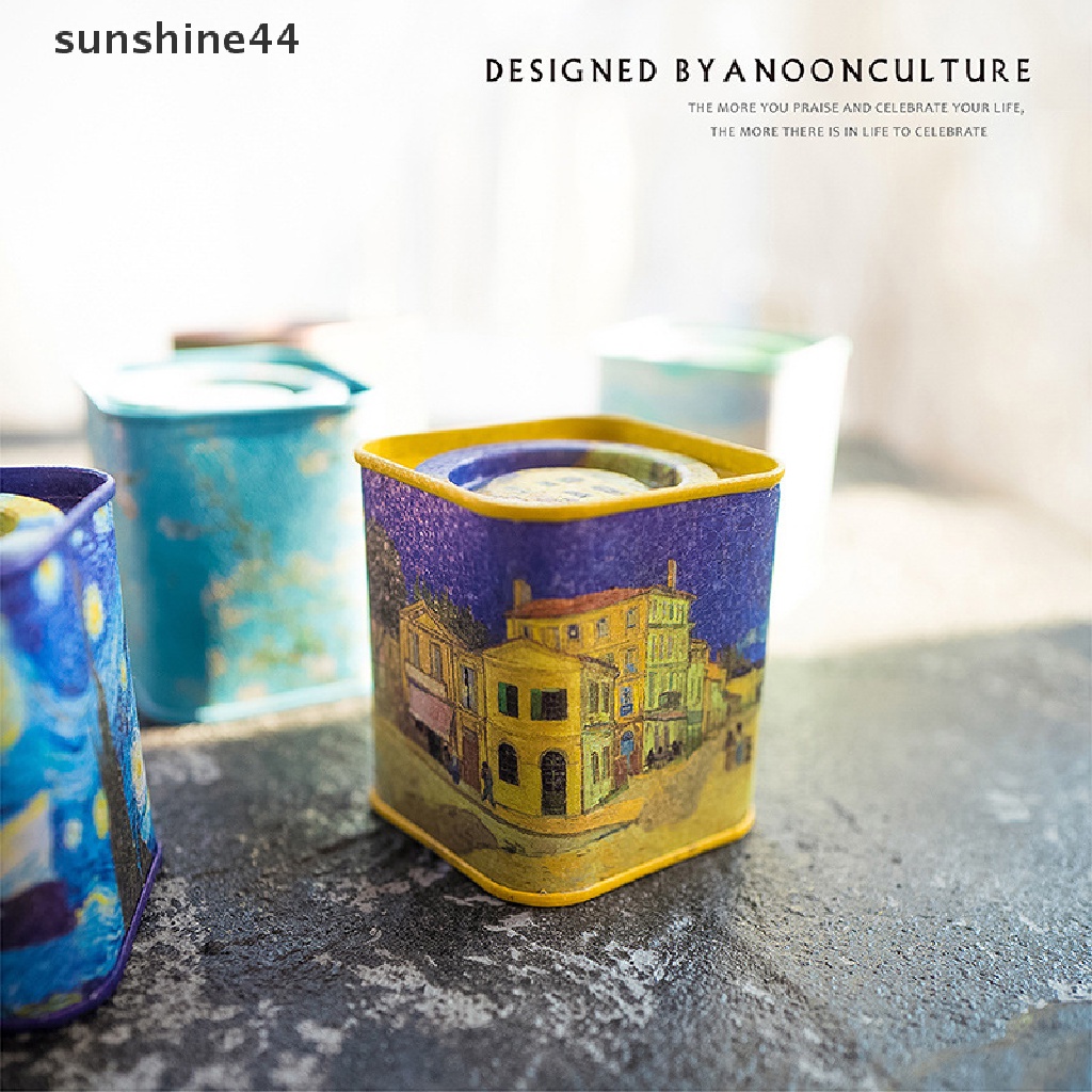 Sunshine Kotak Kaleng Persegi Retro Kosong Untuk Hadiah / Craft