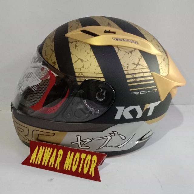 Helm full face KYT RC SEVEN RC-7 black doff gold
